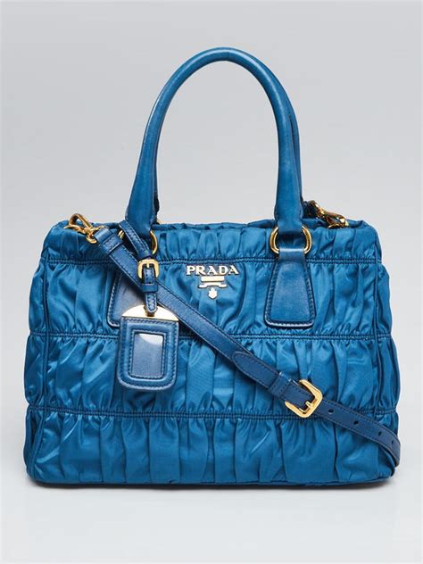 PRADA Tessuto Nylon Gaufre Tote Cobalto 